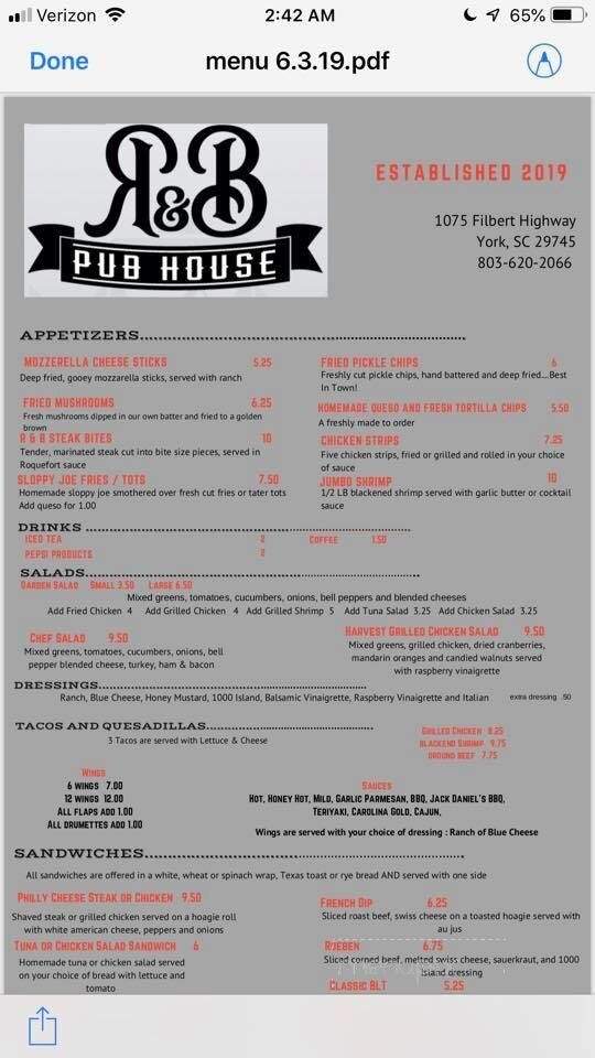 R & B Pub House - York, SC