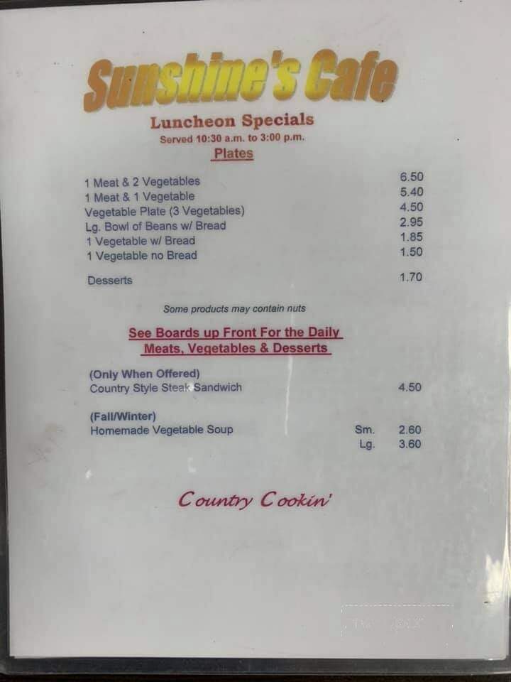 Sunshine's Cafe - Statesville, NC