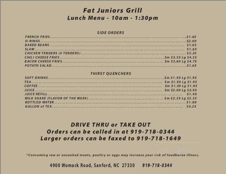 Fat Juniors Grill - Sanford, NC