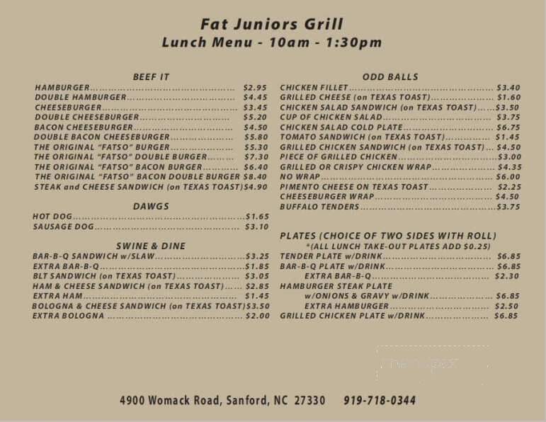 Fat Juniors Grill - Sanford, NC