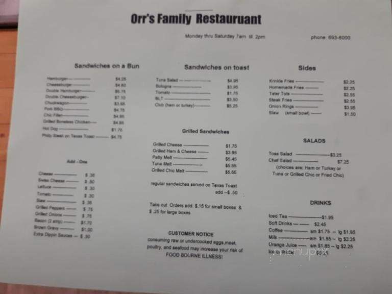 Orr's Family Restaurant - East Flat Rock, NC