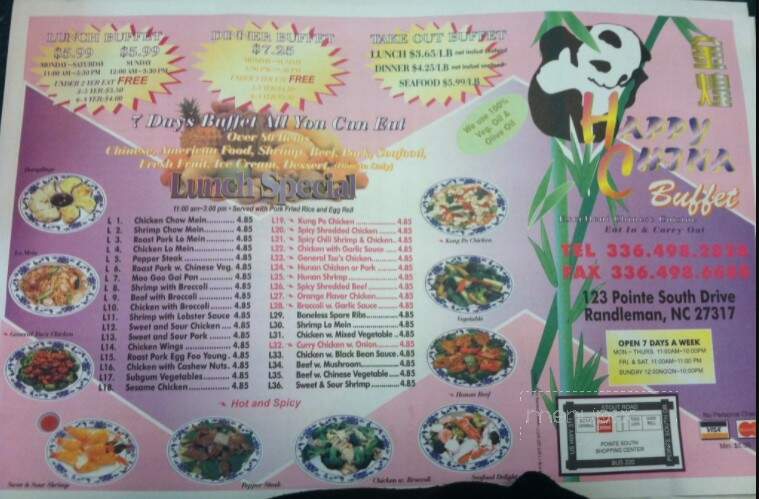 Happy China Restaurant - Randleman, NC