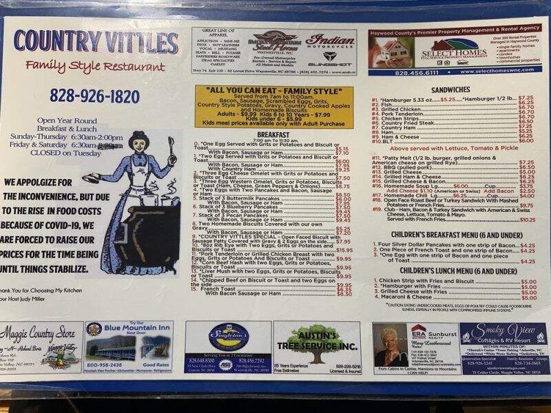 Country Vittles Restaurant - Maggie Valley, NC