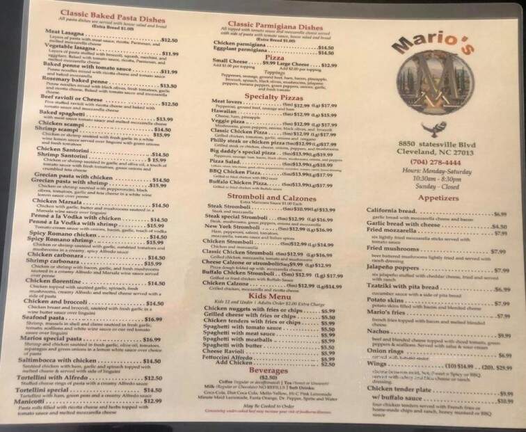 Mario's Family Restaurant - Cleveland, NC