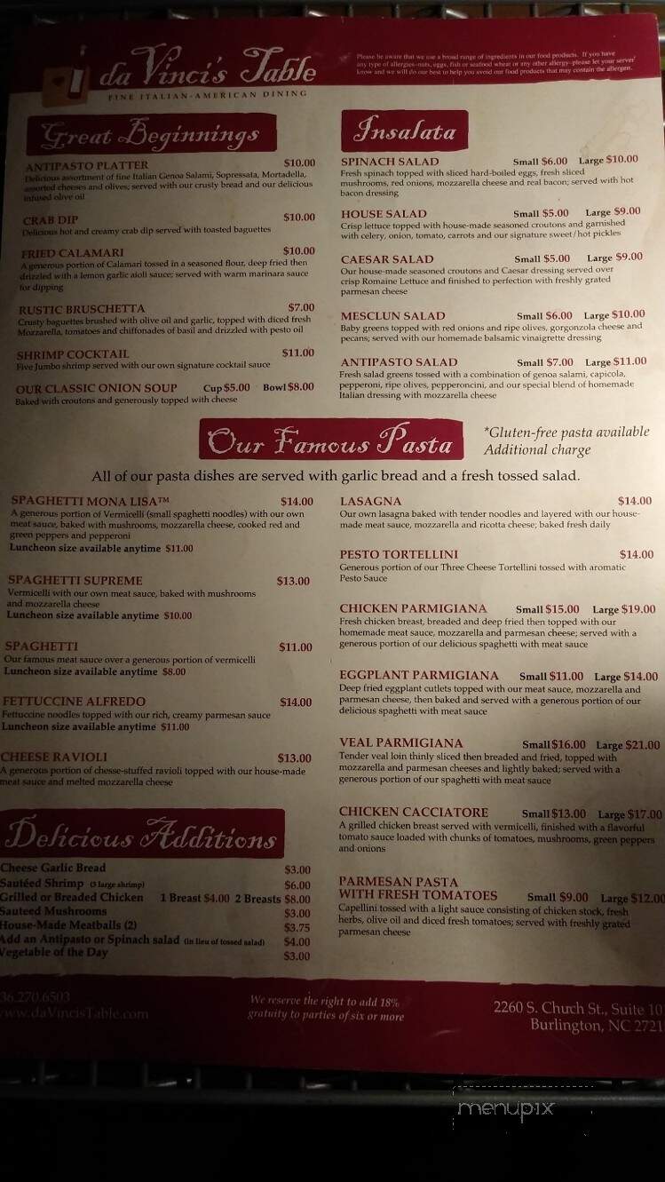 da Vinci's Table - Burlington, NC