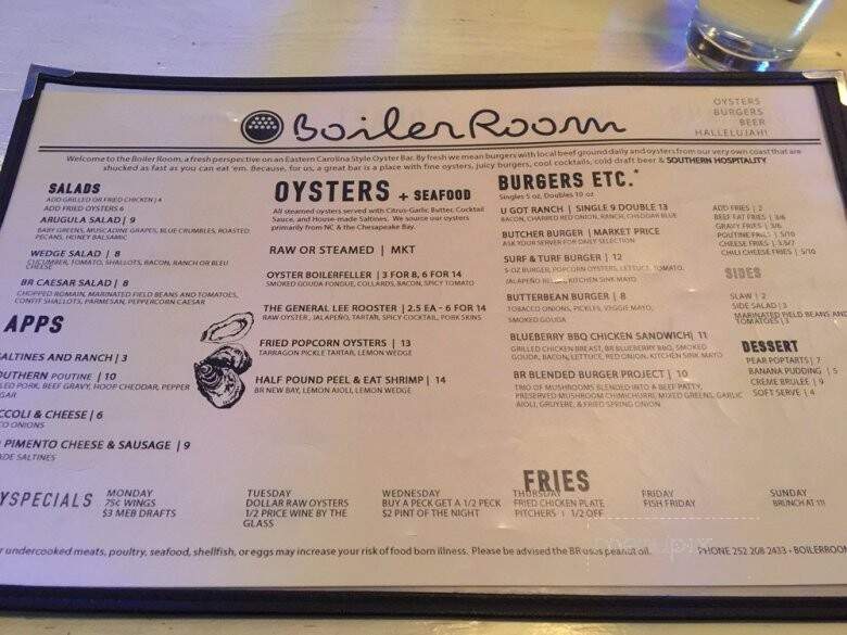 Boiler Room Oyster Bar - Kinston, NC