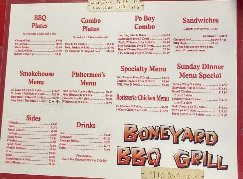 Boneyard Bar-B-Q Grill - Wagram, NC