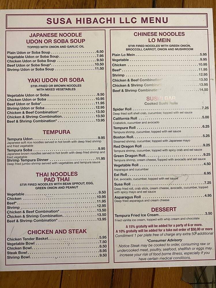 Susa Hibachi Grill - Carthage, NC