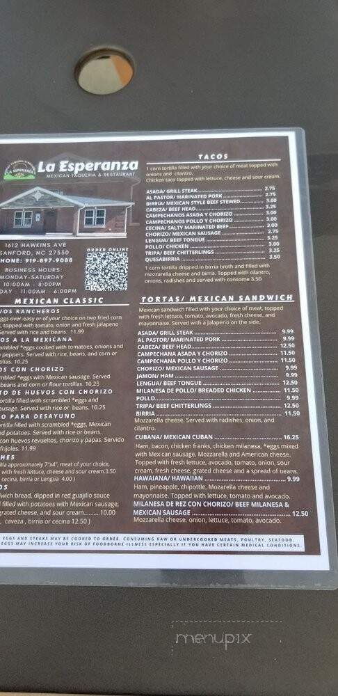 La Esperanza Mexican Taqueria & Restaurant - Sanford, NC