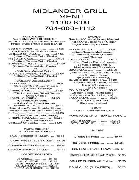 Midlander Grill - Midland, NC