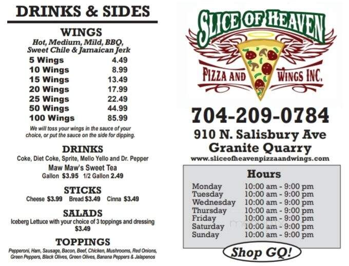 Slice of Heaven Pizza & Wings - Salisbury, NC