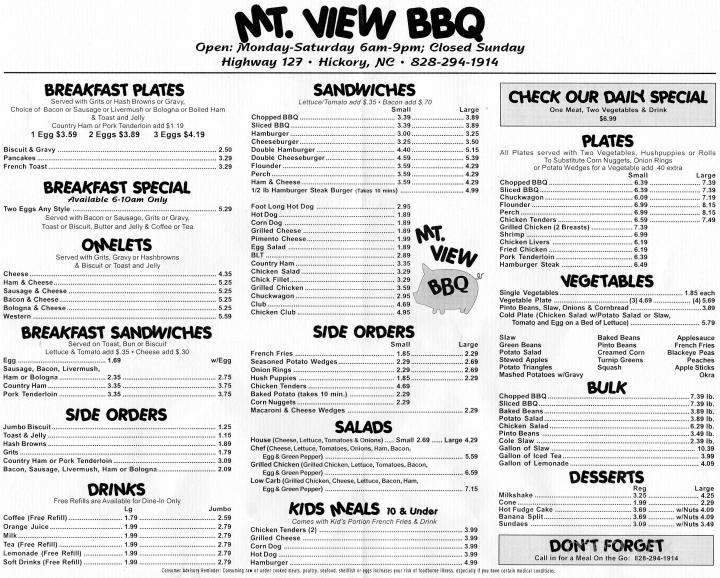 Mt View Bar Bq - Hickory, NC