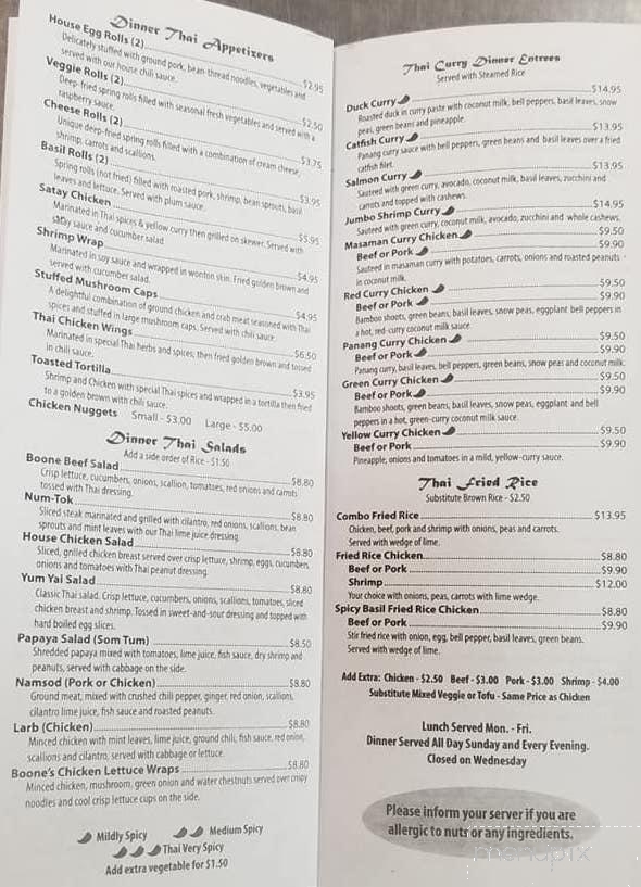 Boone Thai Restaurant - Franklin, NC