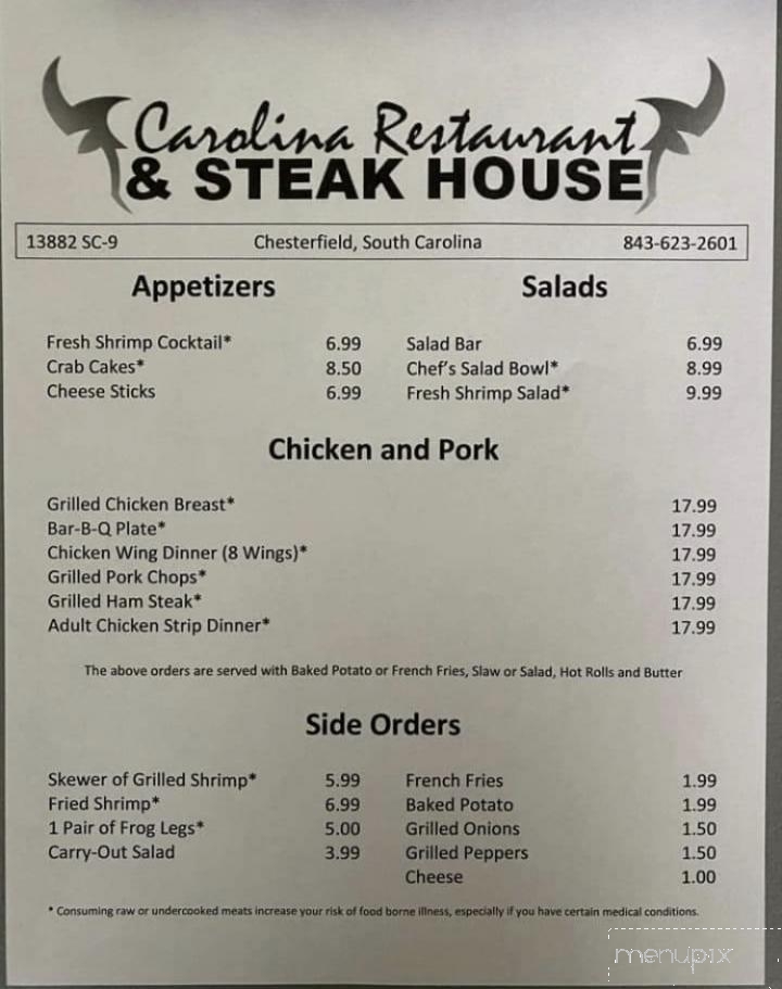 Carolina Restaurant & Steak - Chesterfield, SC