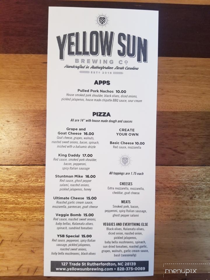 Yellow Sun Brewing Company - Rutherfordton, NC